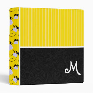 Yellow & Black Bee Pattern Binder