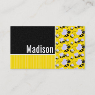 Yellow & Black Bee Pattern Business Card