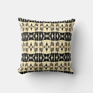 Yellow Black Brown Tan Mediterranean Small Mosaics Throw Pillow