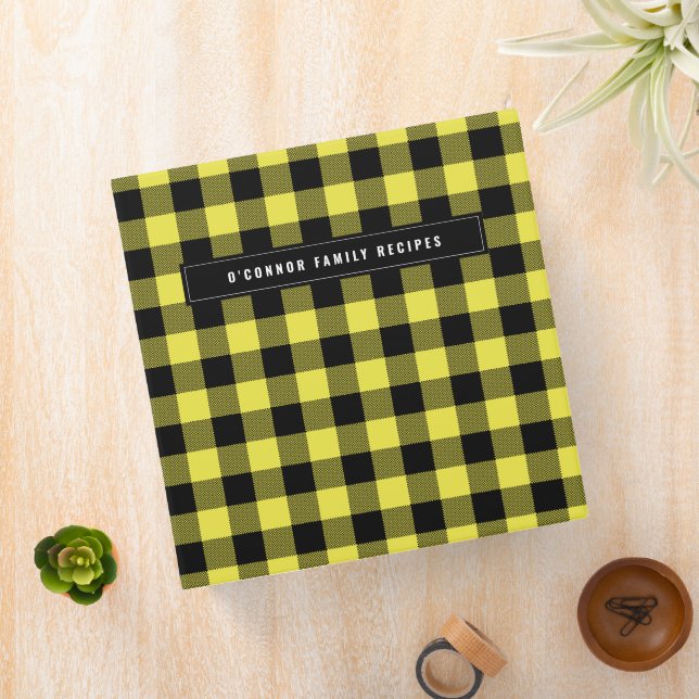Yellow Black Buffalo Plaid Pattern Binder (In Situ)