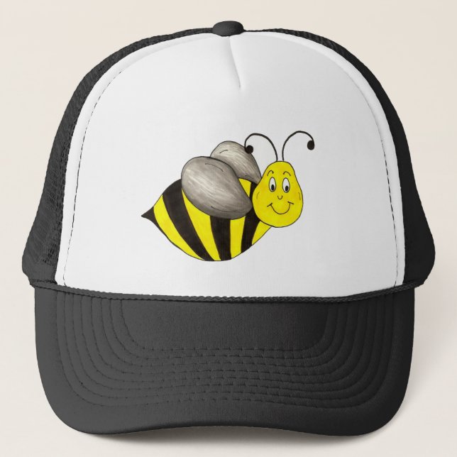 Yellow Black Bumble Bee Bumblebee Insect Buzz Trucker Hat (Front)