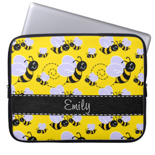 Yellow & Black Bumble Bee Laptop Sleeve