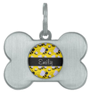 Yellow & Black Bumble Bee Pet Name Tag