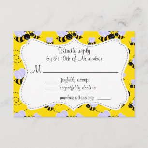 Yellow & Black Bumble Bee RSVP Card