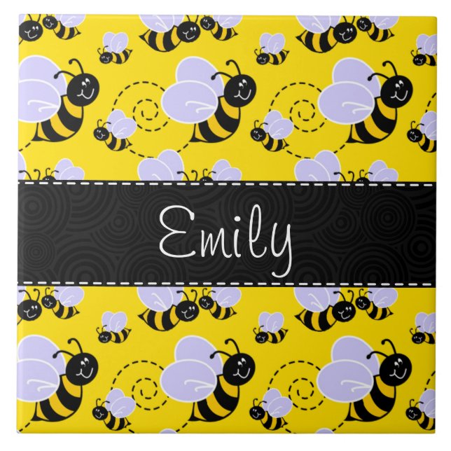 Yellow & Black Bumble Bee Tile (Front)