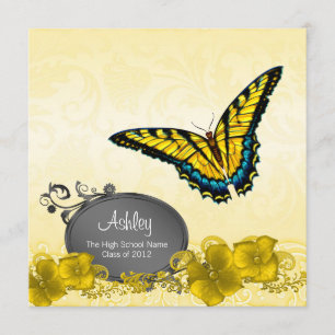 Yellow & Black Butterfly Graduation Announcements