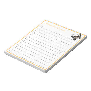 Yellow Black Butterfly in Flight Personalized Name Notepad