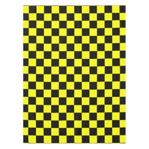 Yellow Black Chequered Check Pattern Tablecloth