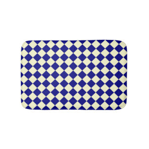 Yellow Black Chequered Diamond Pattern Bath Mat