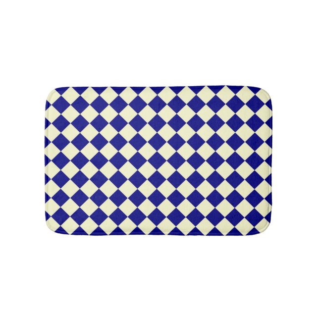 Yellow Black Chequered Diamond Pattern  Bath Mat (Front)
