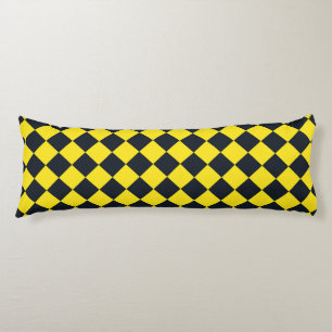Yellow Black Chequered Diamond Pattern Body Pillow
