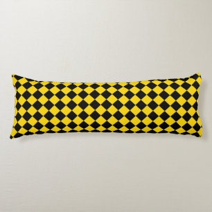 Yellow Black Chequered Diamond Pattern Body Pillow