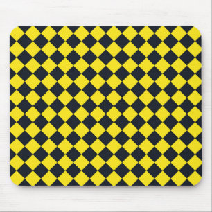 Yellow Black Chequered Diamond Pattern  Mouse Pad