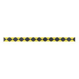 Yellow Black Chequered Diamond Pattern Satin Ribbon