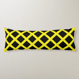 Yellow Black Chequered Diamond Stripes Pattern Body Pillow