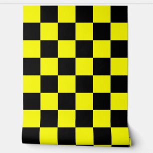 Yellow Black Chequered Pattern Background Wallpaper