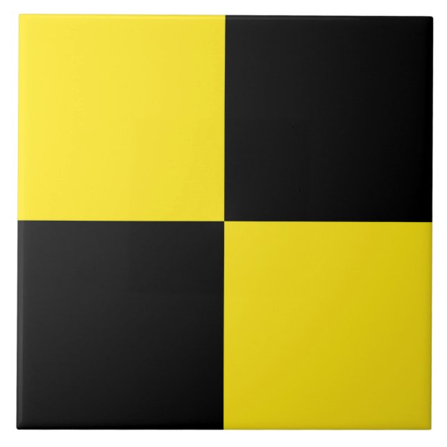 Yellow Black Chequered Pattern Tile (Front)