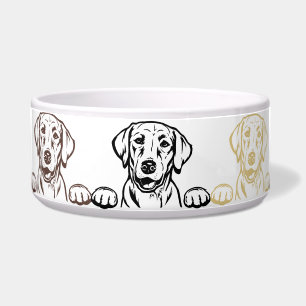 Yellow, Black, & Chocolate Lab Ceramic Dog Bowl