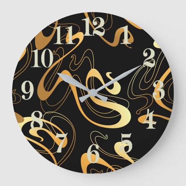 Yellow & Black Classic  Abstract Clock (Front)
