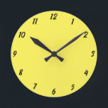 Yellow Black Colourful Bright Custom Colour Gift Round Clock<br><div class="desc">Printed in classy yellow and black custom colour background! You may change colours as you wish!</div>