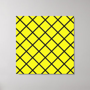 Yellow Black Criss Cross Lines Wrapped Canvas
