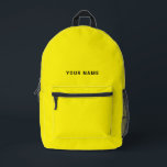 Yellow Black Custom Name Backpack<br><div class="desc">Easily personalize this simple and cool backpack adding your name or custom text. A cool and modern design in yellow and black featuring clear sans serif font, for a modern, professional and edgy look, perfect as custom gift for college students, high school, kids. The backpack can be customized in any...</div>