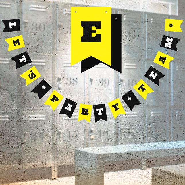Yellow / Black Custom Party or Work Event Any Name Bunting Flags (Creator Uploaded)