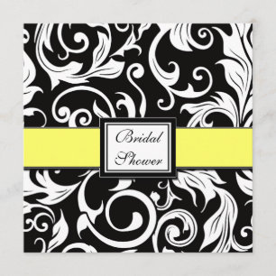 Yellow & Black Damask Bridal Shower Invitations