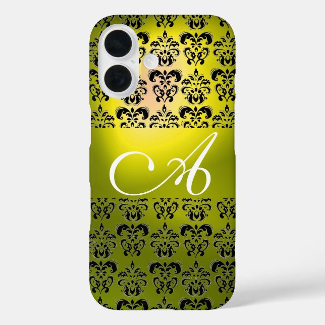 YELLOW BLACK DAMASK MONOGRAM Case-Mate iPhone CASE (Back)