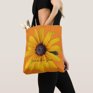Yellow Black-Eyed Susan Flower Photo Orange Tote Bag