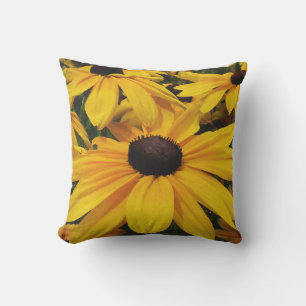 Yellow Black-Eyed Susan Flowers Outdoor Pillow