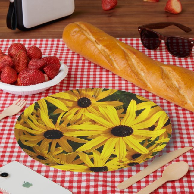 Yellow Black Eyed Susans Floral Paper Plate (Picnic)