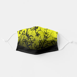 Yellow Black Floral Ombre Cloth Face Mask