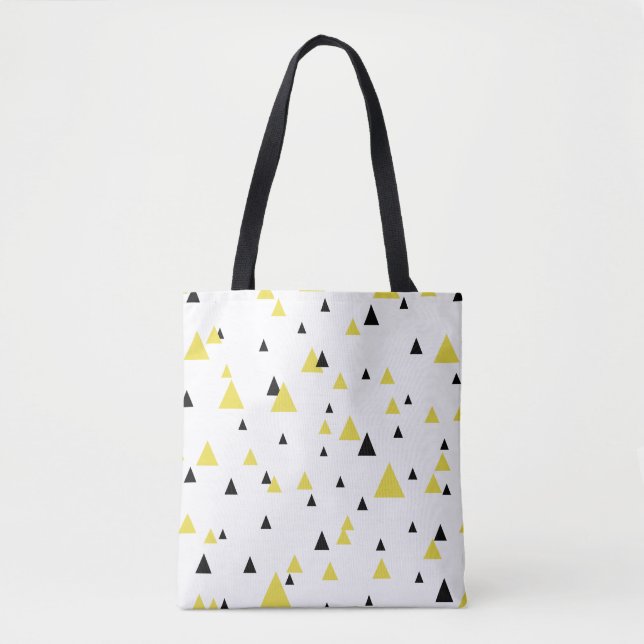Yellow & Black Geometric Pattern Personalized Bag (Front)