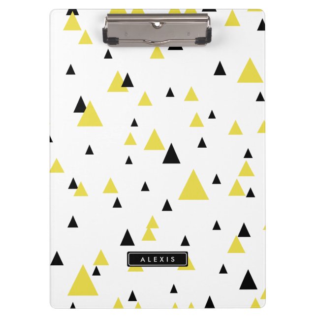Yellow & Black Geometric Pattern Personalized Clipboard (Front)