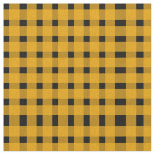 Yellow Black Gingham Pattern  Fabric