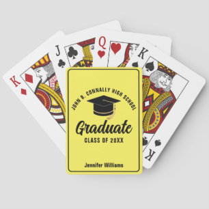 Yellow Black Graduate Personalized Graduation Playing Cards