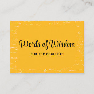 Yellow Black Graduate Words of Wisdom Advice Enclosure Card