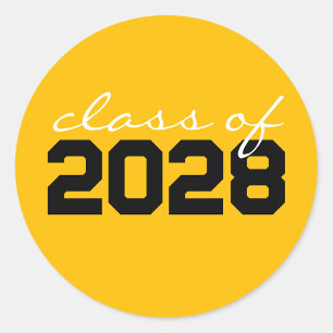 Yellow & Black Graduation Classic Round Stickers
