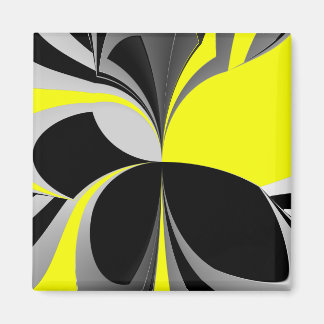 Yellow Black Grey Abstract Magnet