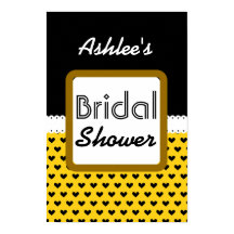 Yellow Black Hearts Theme Bridal Shower B01