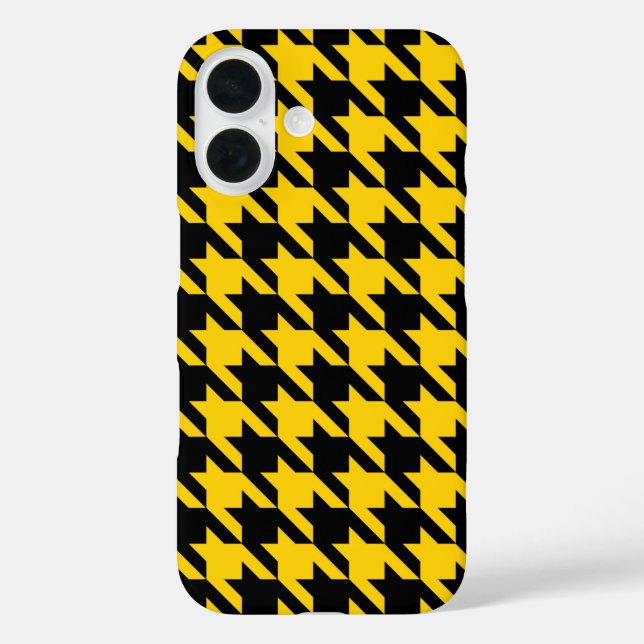 Yellow Black Houndstooth Check Case-Mate iPhone Case (Back)