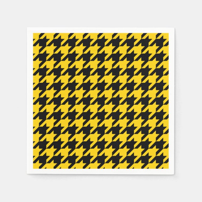 Yellow Black Houndstooth Check Napkin (Front)