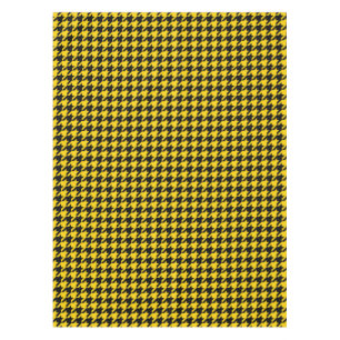 Yellow Black Houndstooth Check Tablecloth