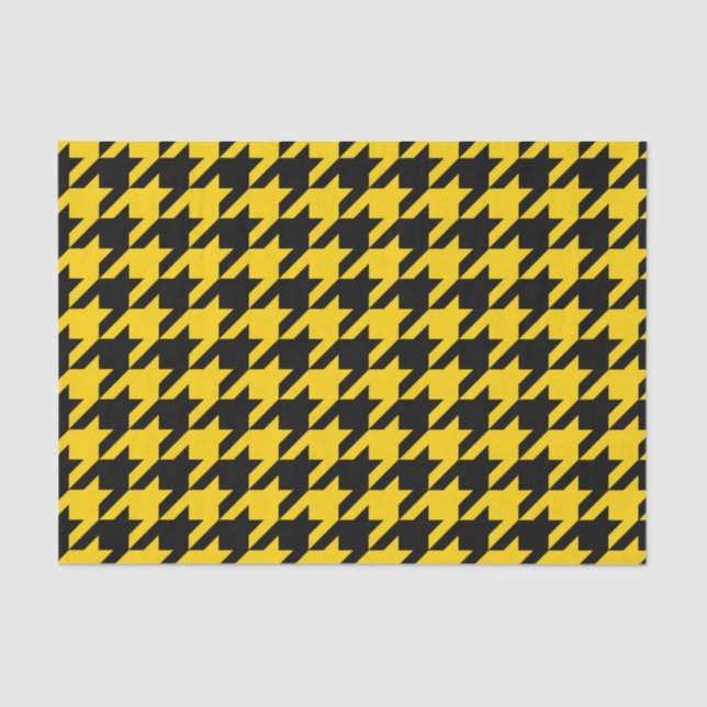 Yellow Black Houndstooth Check Tissue Paper (Front)