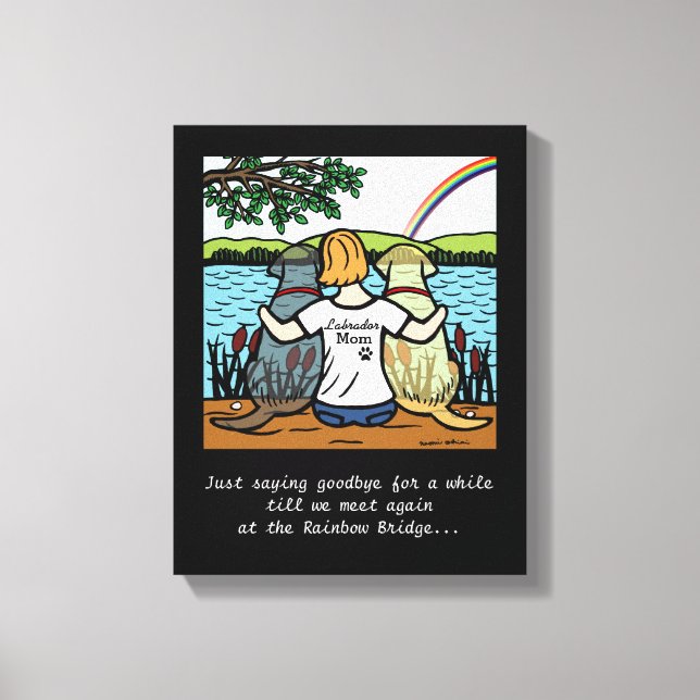 Yellow & Black Labrador Angels and Mom 3 Canvas Print (Front)