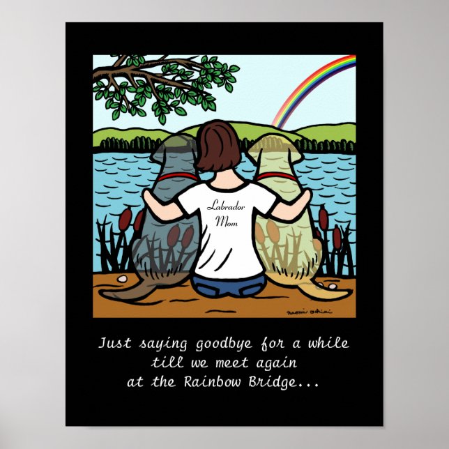 Yellow & Black Labrador Angels and Mom Brunette Poster (Front)