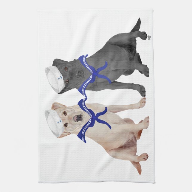 Yellow & Black Labrador Retrievers Kitchen Towel (Vertical)