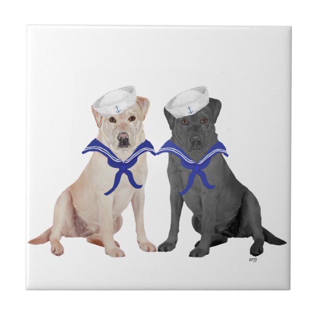 Yellow & Black Labrador Retrievers Tile (Front)