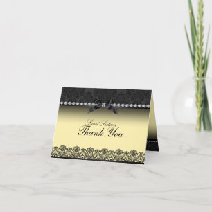 Yellow & Black Lace Sweet16 Thank You card